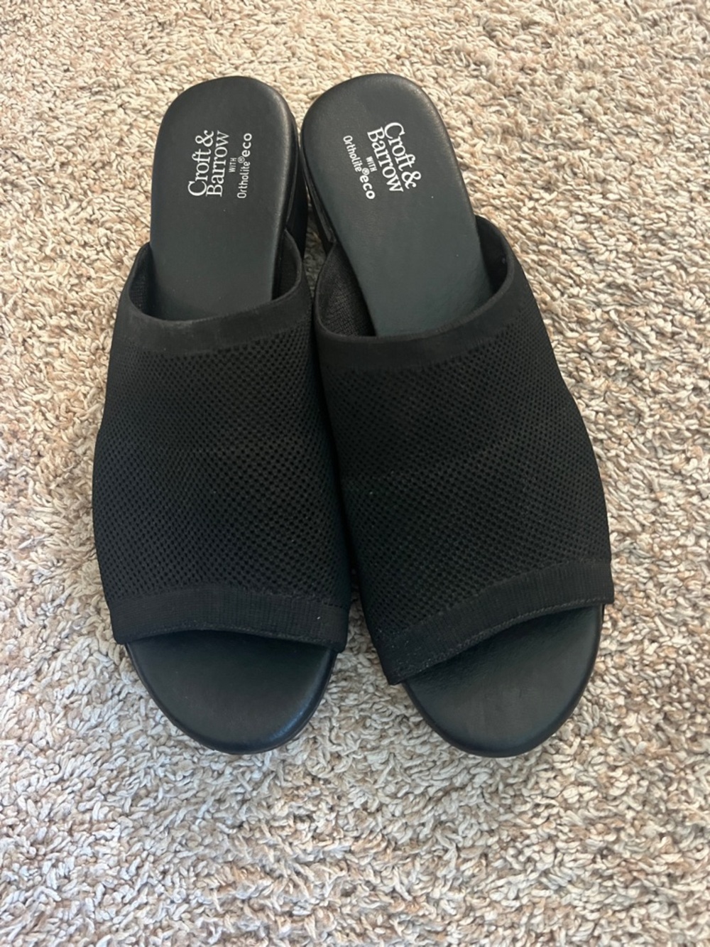 croft & barrow Black Mesh Slide Mules